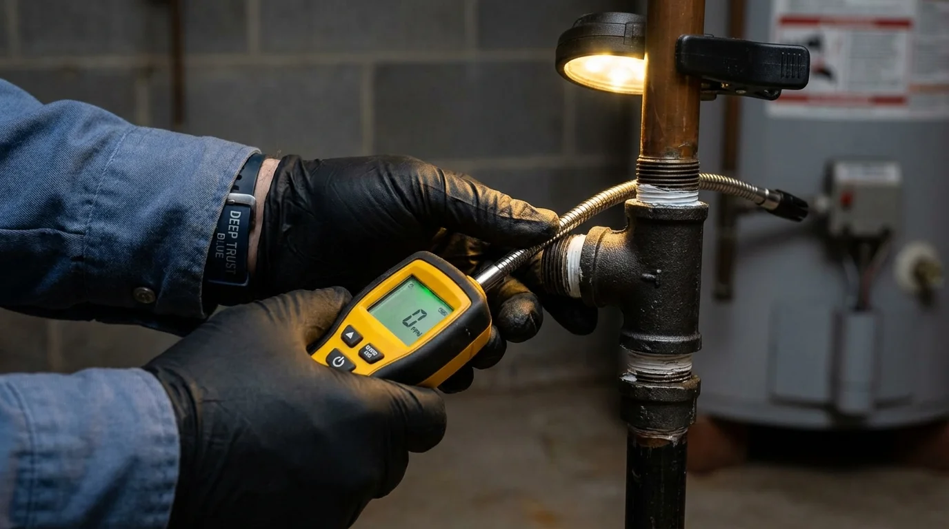 Gas leak detection with electronic sniffer by Johns Plumbing LLC in Brentwood