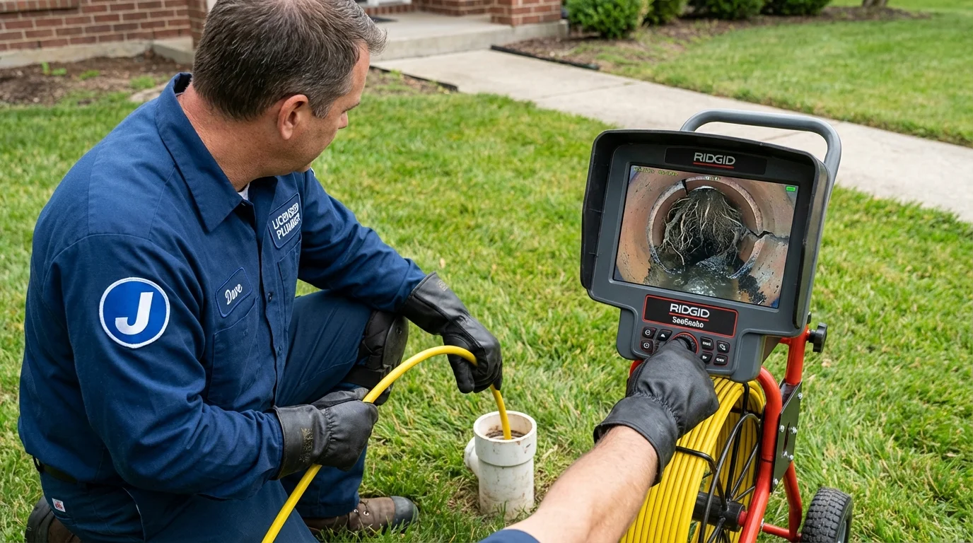 Sewer camera inspection being performed by Johns Plumbing LLC in Brentwood